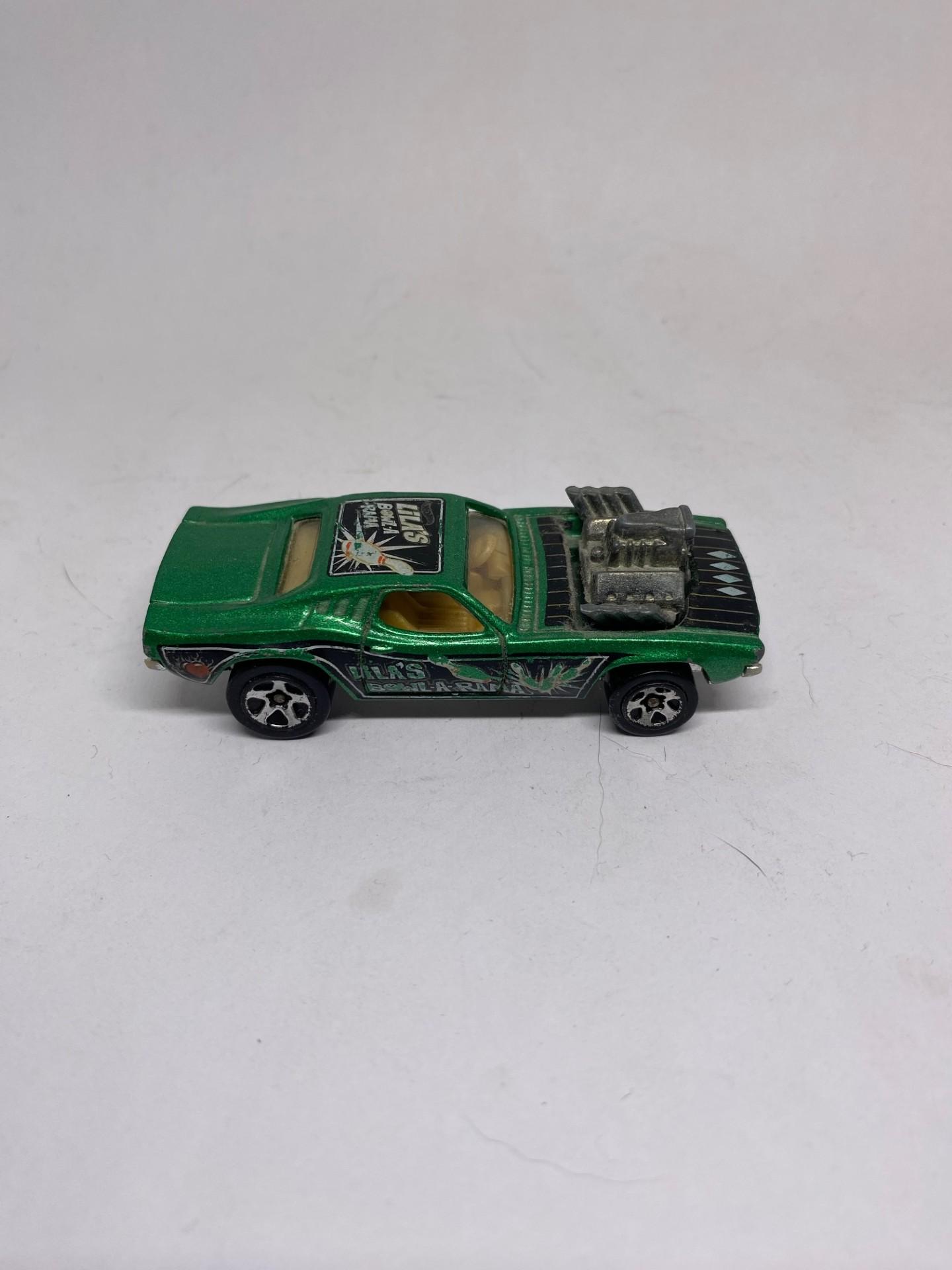Hotwheels 1970 Challenger - Dragster - "Rodger Dodger Lila's Bowl-A-Rama"  - green view 3